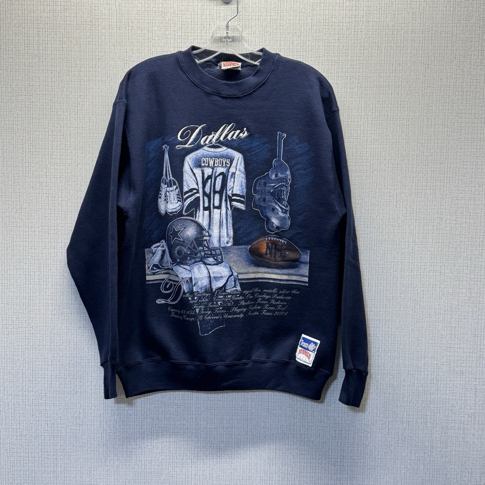 Nutmeg Mills Dallas Cowboys Sweatshirt Mens M Navy Blue VTG 90s NFL Sportswear